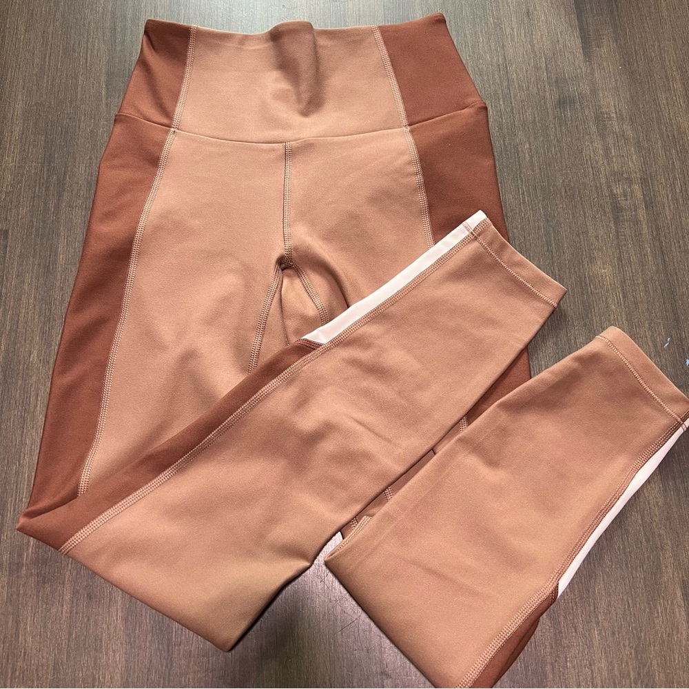YPB Brown and Tan Colorblock Leggings - Picture 3 of 7